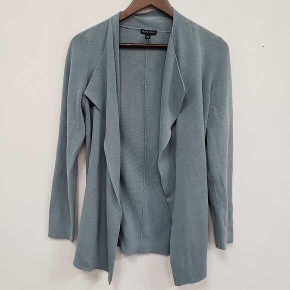 Eileen Fisher Womens Silk Organic Cotton Cardigan Size M Blue Sustainable Mature - Picture 1 of 10
